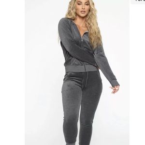 Grey velvet two piece set